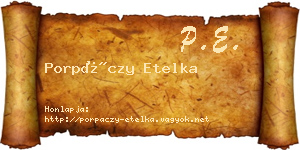 Porpáczy Etelka névjegykártya